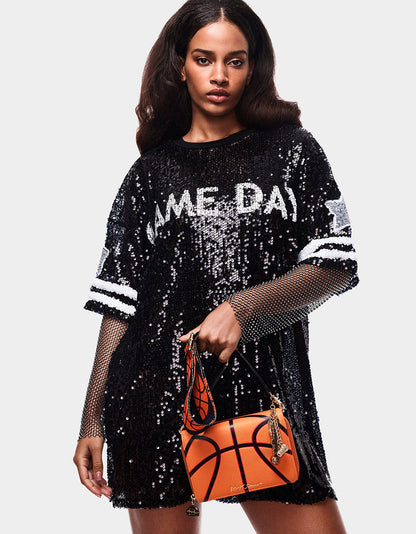 GAME TIME WALLET ON CHAIN ORANGE Women's Basketball Wallet on Chain With Charms | Betsey Johnson New