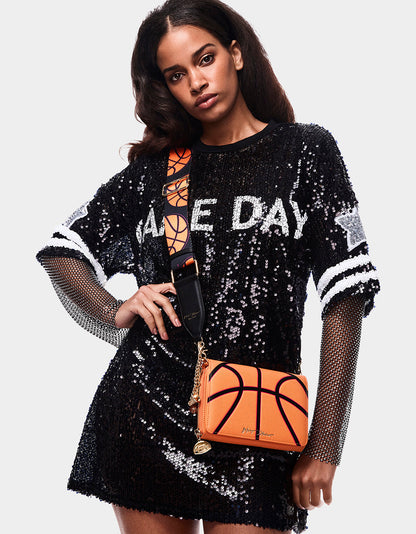 GAME TIME WALLET ON CHAIN ORANGE Women's Basketball Wallet on Chain With Charms | Betsey Johnson New