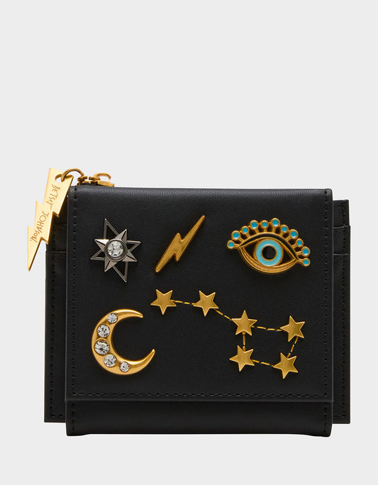 CELESTIAL BIFOLD WALLET BLACK Women's Moon Star Black Wallet | Betsey Johnson Sale