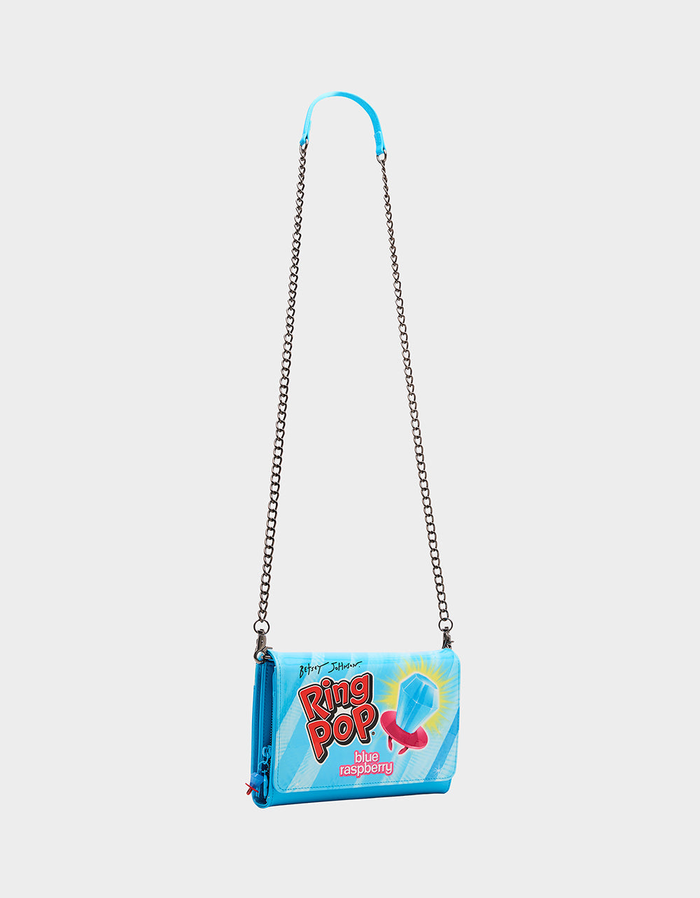 RING POP PATENT WALLET ON CHAIN BLUE Women's Ring Pop Halloween Wallet | Betsey Johnson Exclusive