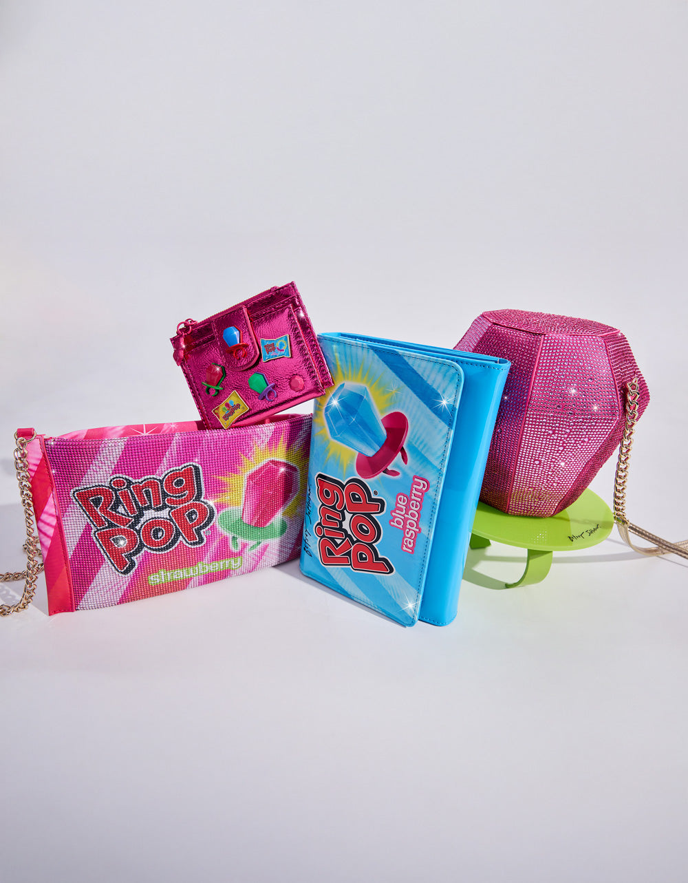 RING POP PATENT WALLET ON CHAIN BLUE Women's Ring Pop Halloween Wallet | Betsey Johnson Exclusive