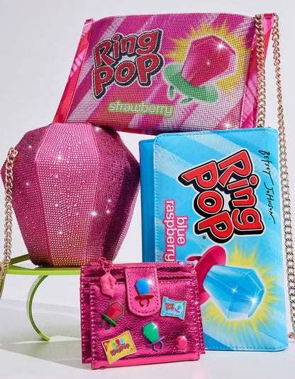 RING POP PATENT WALLET ON CHAIN BLUE Women's Ring Pop Halloween Wallet | Betsey Johnson Exclusive
