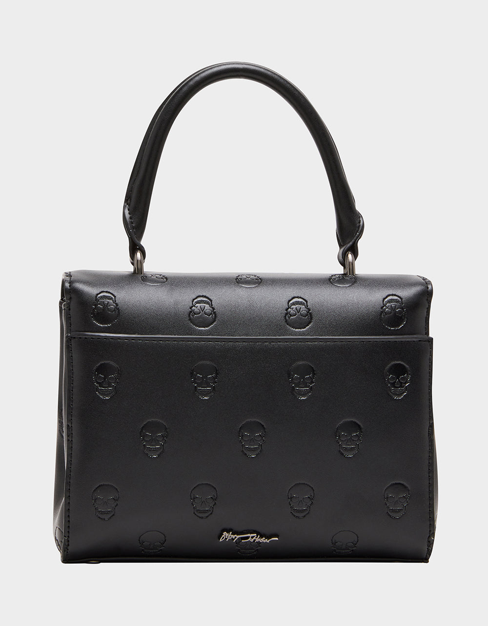 SKULLICIOUS TOP HANDLE BLACK Women's Black Skull Top Handle Handbag with Crossbody Strap | Betsey Johnson Signature