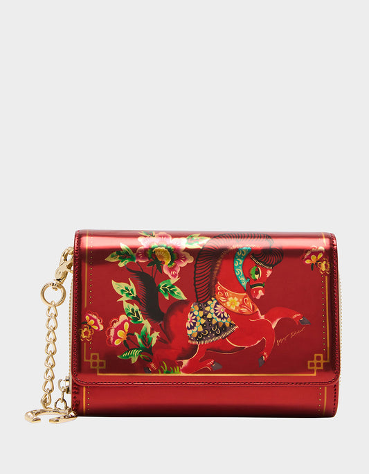 CHINESE NEW YEAR WALLET ON CHAIN RED Women's New Years Heart Crossbody Wallet | Betsey Johnson Value