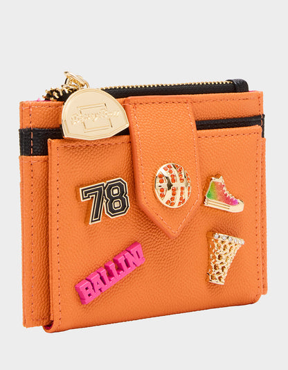 DONT BLOCK ME BIFOLD WALLET ORANGE Women's Basketball Bifold Wallet | Betsey Johnson Everyday