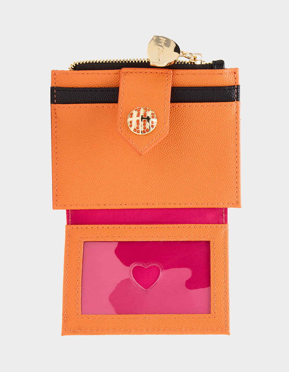DONT BLOCK ME BIFOLD WALLET ORANGE Women's Basketball Bifold Wallet | Betsey Johnson Everyday