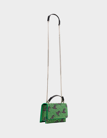HATS OFF CONVERTIBLE RHINESTONE GREEN Women's Rhinestone Embellished Sparkly Witch Hat Crossbody Halloween Handbag | Betsey Johnson Best Price