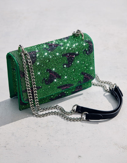 HATS OFF CONVERTIBLE RHINESTONE GREEN Women's Rhinestone Embellished Sparkly Witch Hat Crossbody Halloween Handbag | Betsey Johnson Best Price