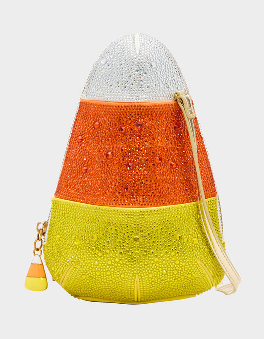 KITSCH ME SO CORNY MULTI Women's Halloween-Themed Candy Corn Rhinestone Embellished Crossbody Handbag | Betsey Johnson Discount