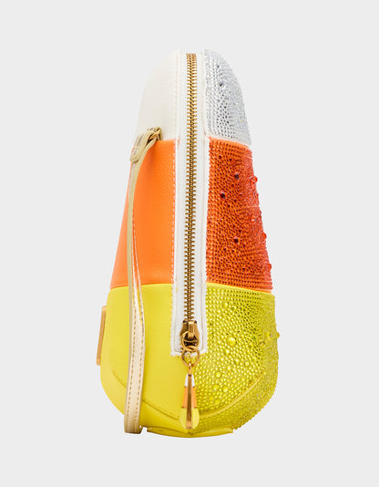 KITSCH ME SO CORNY MULTI Women's Halloween-Themed Candy Corn Rhinestone Embellished Crossbody Handbag | Betsey Johnson Discount