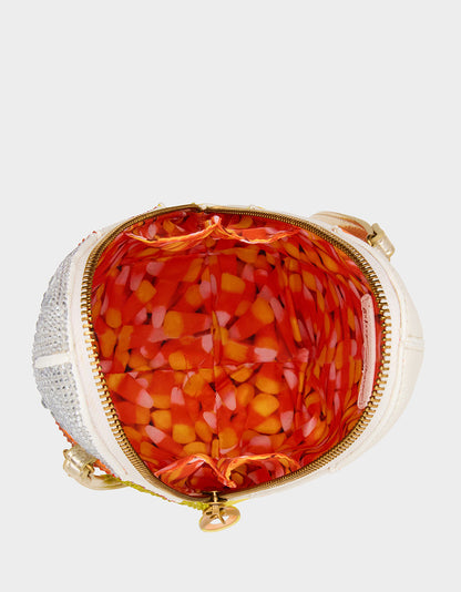KITSCH ME SO CORNY MULTI Women's Halloween-Themed Candy Corn Rhinestone Embellished Crossbody Handbag | Betsey Johnson Discount