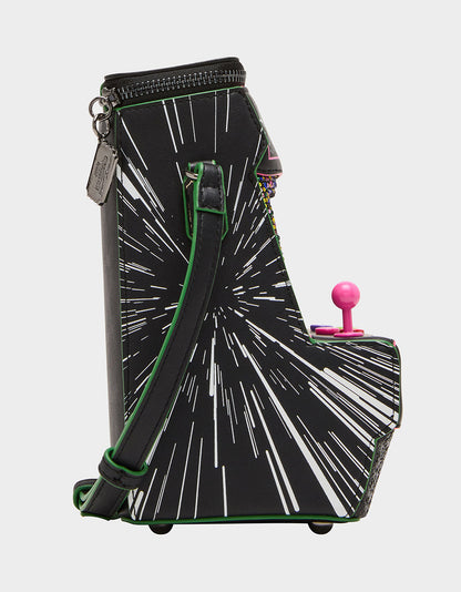 KITSCH SCORED! CROSSBODY BLACK/MULTI Women's Video-Game Inspired Crossbody Handbag | Betsey Johnson Exclusive