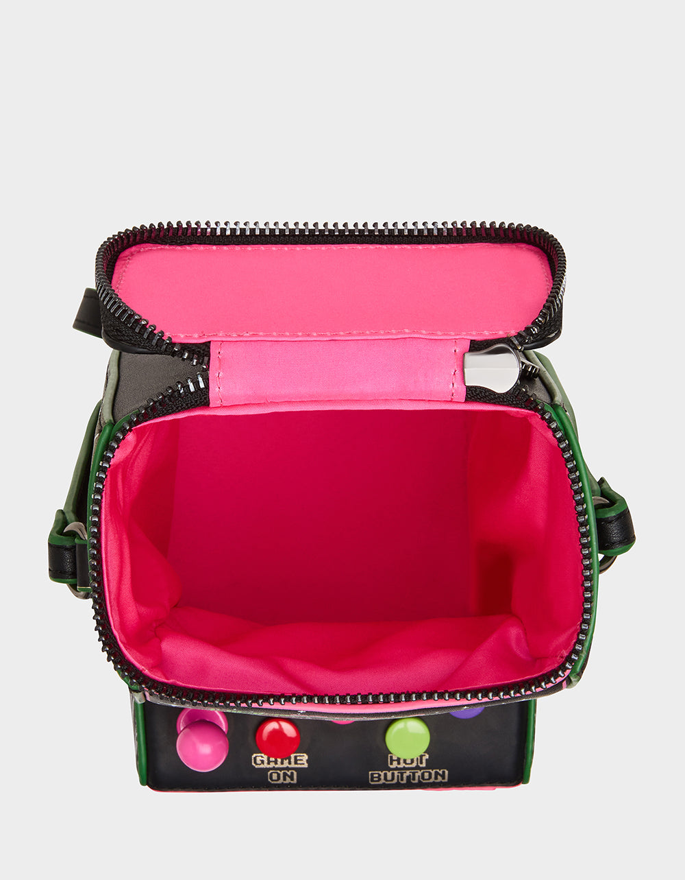 KITSCH SCORED! CROSSBODY BLACK/MULTI Women's Video-Game Inspired Crossbody Handbag | Betsey Johnson Exclusive