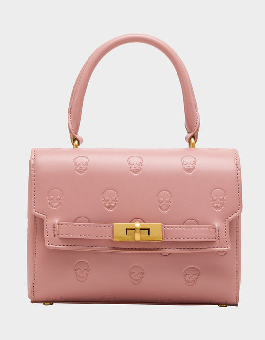 SKULLICIOUS TOP HANDLE BLUSH Women's Blush Pink Skull Top Handle Handbag with Crossbody Strap | Betsey Johnson Latest