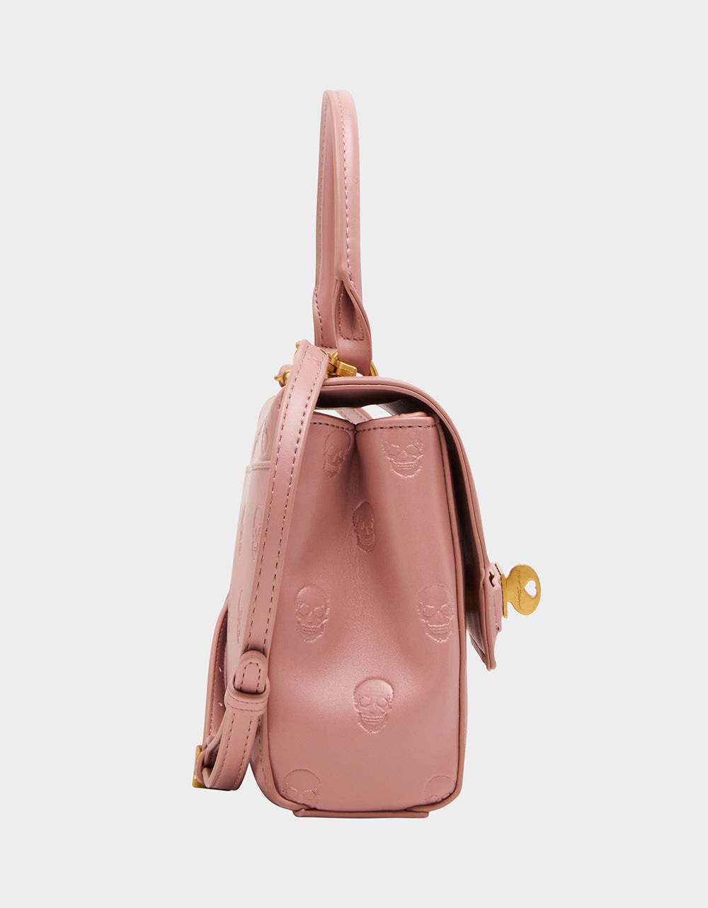 SKULLICIOUS TOP HANDLE BLUSH Women's Blush Pink Skull Top Handle Handbag with Crossbody Strap | Betsey Johnson Latest