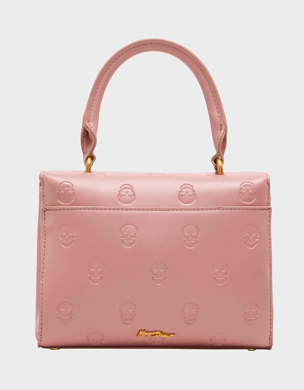 SKULLICIOUS TOP HANDLE BLUSH Women's Blush Pink Skull Top Handle Handbag with Crossbody Strap | Betsey Johnson Latest