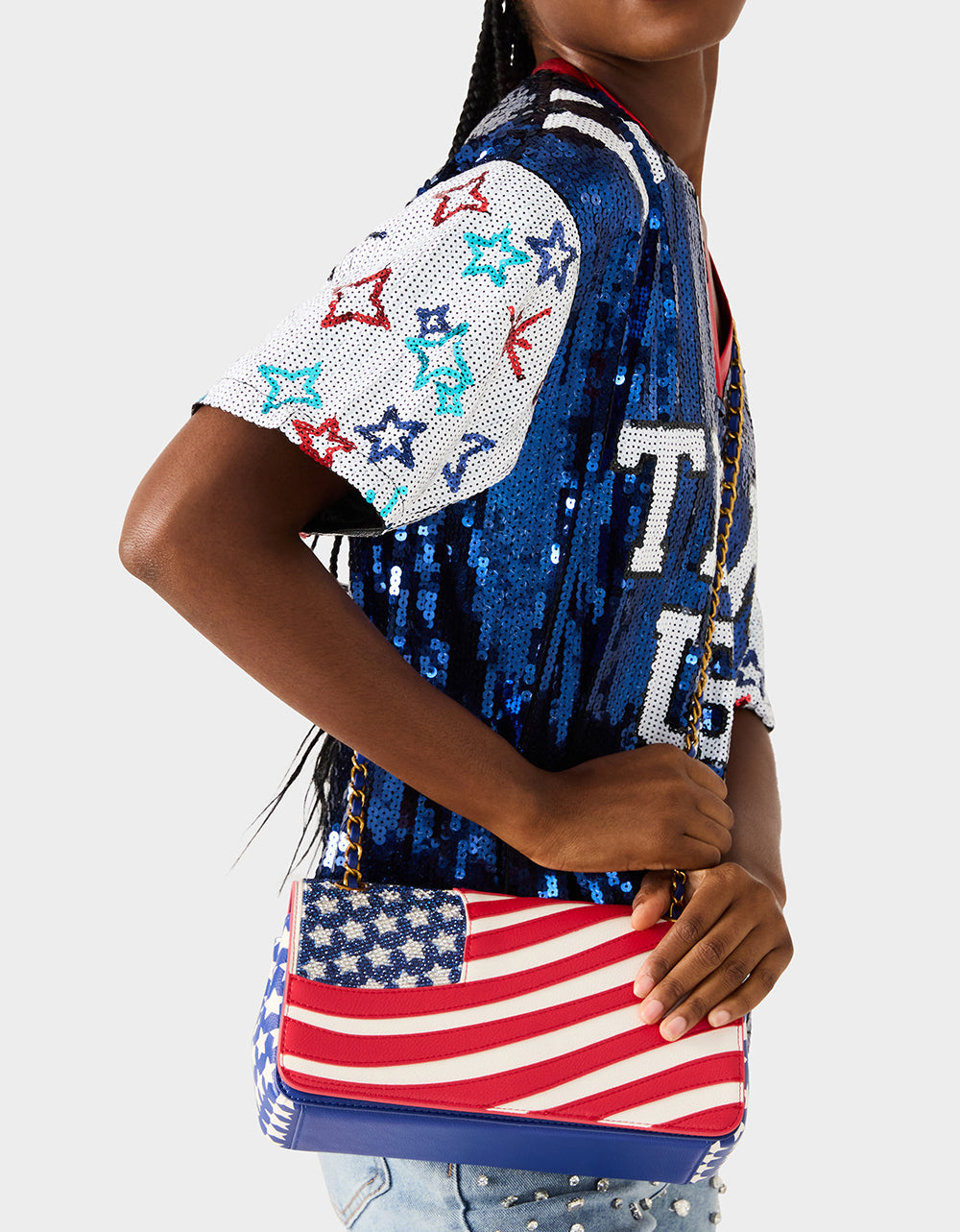 AMERICANA BUNDLE Women's Red White Blue USA Star Sneakers and American Flag Handbag Bundle | Betsey Johnson Premium