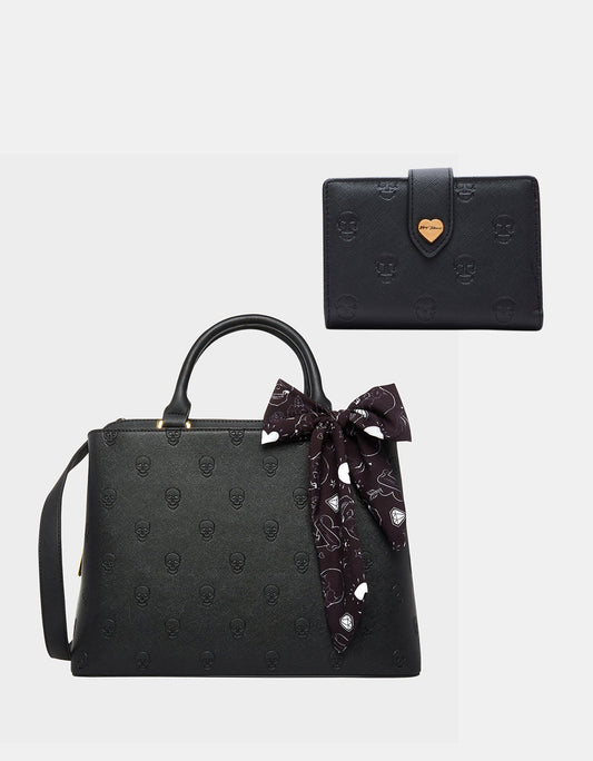 SKULLICIOUS BUNDLE Women's Skull Print Handbag and Wallet | Betsey Johnson Discount