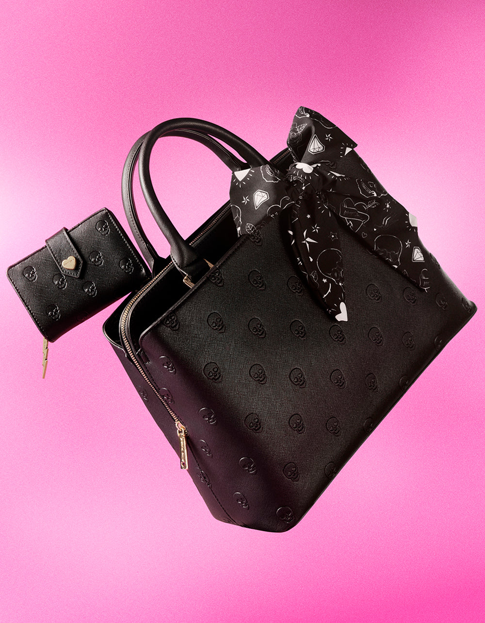 SKULLICIOUS BUNDLE Women's Skull Print Handbag and Wallet | Betsey Johnson Discount