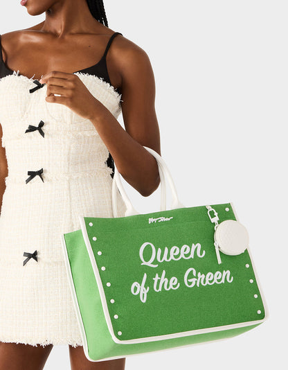 QUEEN OF THE GREEN CANVAS TOTE GREEN Women's Tote Handbag | Betsey Johnson Premium