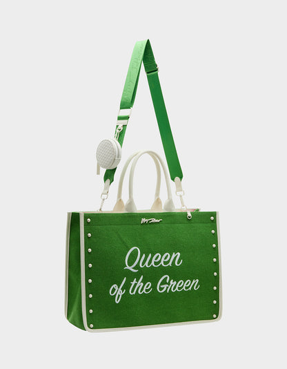 QUEEN OF THE GREEN CANVAS TOTE GREEN Women's Tote Handbag | Betsey Johnson Premium