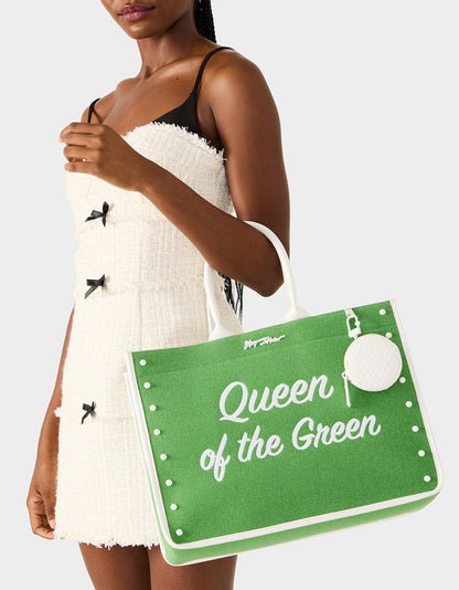 QUEEN OF THE GREEN CANVAS TOTE GREEN Women's Tote Handbag | Betsey Johnson Premium