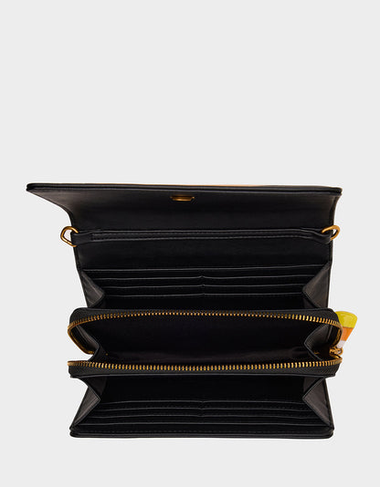 GOURDGOUS WALLET ON CHAIN BLACK MULTI Women's Pumpkin Halloween-Themed Wallet | Betsey Johnson Value