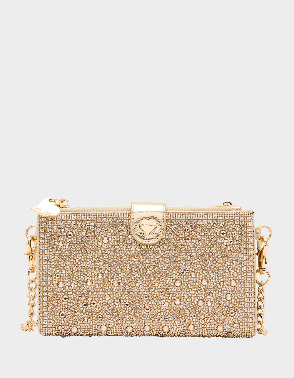 WALLET ON CHAIN PHONE HOLDER CHAMPAGNE Women's Rhinestone Embellished Wallet | Betsey Johnson Popular