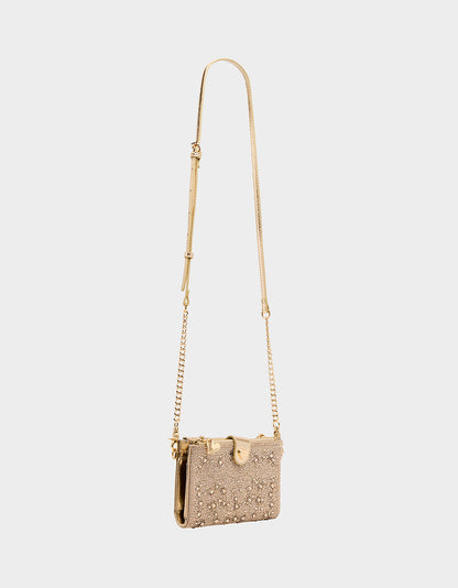 WALLET ON CHAIN PHONE HOLDER CHAMPAGNE Women's Rhinestone Embellished Wallet | Betsey Johnson Popular