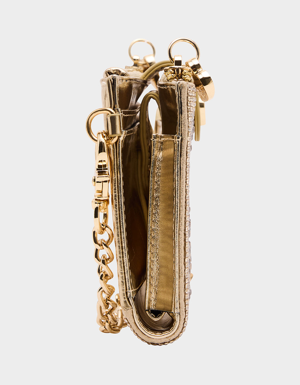 WALLET ON CHAIN PHONE HOLDER CHAMPAGNE Women's Rhinestone Embellished Wallet | Betsey Johnson Popular