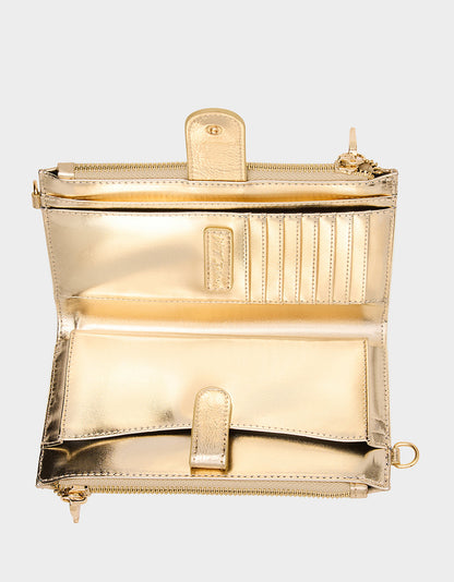 WALLET ON CHAIN PHONE HOLDER CHAMPAGNE Women's Rhinestone Embellished Wallet | Betsey Johnson Popular