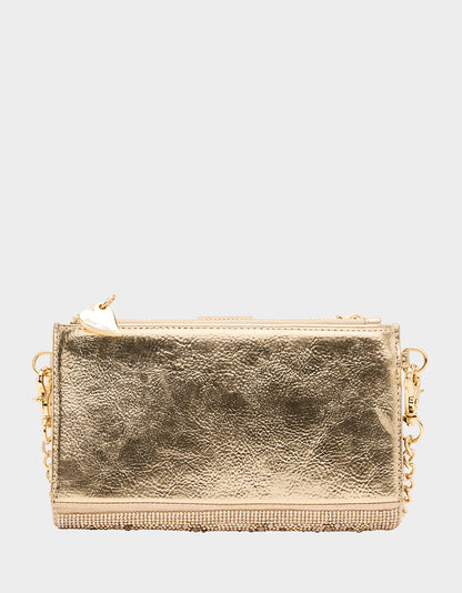 WALLET ON CHAIN PHONE HOLDER CHAMPAGNE Women's Rhinestone Embellished Wallet | Betsey Johnson Popular