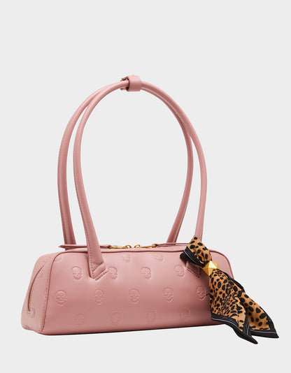 SKULLICIOUS SHOULDER BAG BLUSH Women's Pink Skull Shoulder Handbag with Scarf | Betsey Johnson Recommended