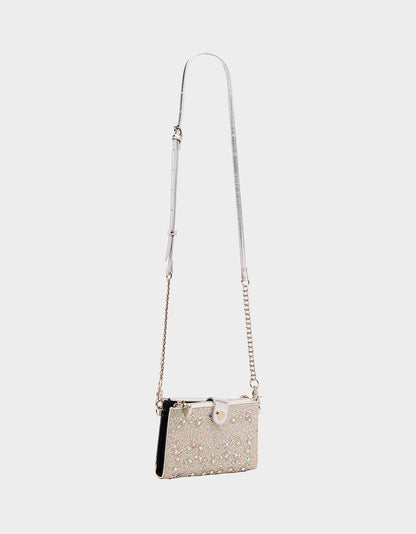 WALLET ON CHAIN PHONE HOLDER SILVER Women's Rhinestone Embellished Wallet | Betsey Johnson Trusted