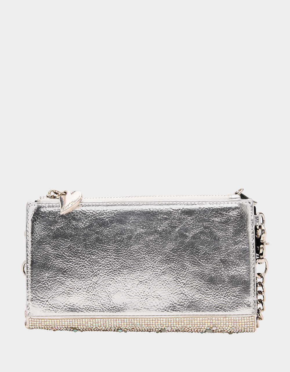 WALLET ON CHAIN PHONE HOLDER SILVER Women's Rhinestone Embellished Wallet | Betsey Johnson Trusted