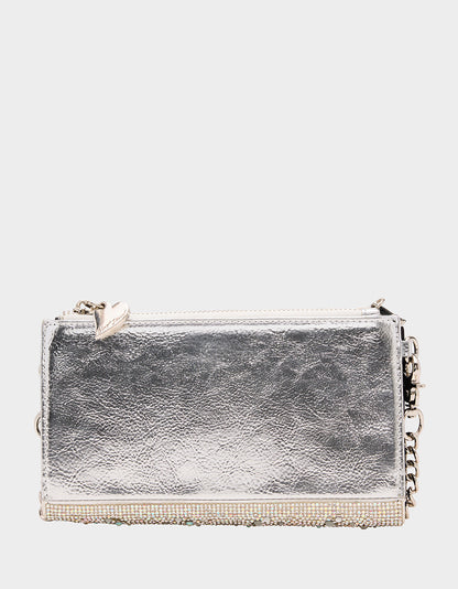WALLET ON CHAIN PHONE HOLDER SILVER Women's Rhinestone Embellished Wallet | Betsey Johnson Trusted
