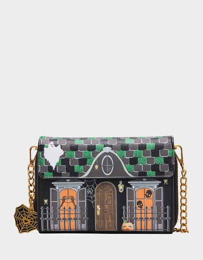 FOREVER HOME BUNDLE Women's Haunted House Halloween Crossbody, Wallet on Chain, and Wallet Set | Betsey Johnson Classic