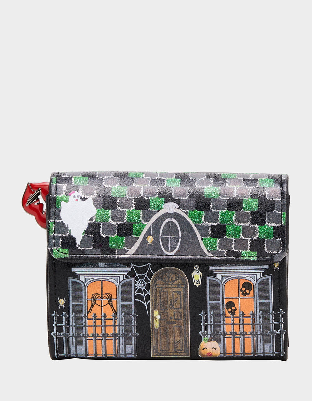 FOREVER HOME BUNDLE Women's Haunted House Halloween Crossbody, Wallet on Chain, and Wallet Set | Betsey Johnson Classic