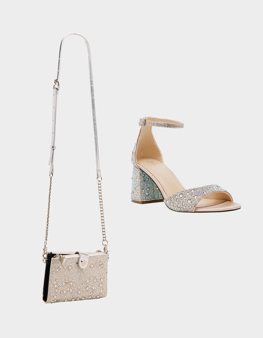 RHINESTONE HOLIDAY BUNDLE Women's Rhinestone Block Heel and Wallet on Chain Phone Holder Crossbody | Betsey Johnson Great Value