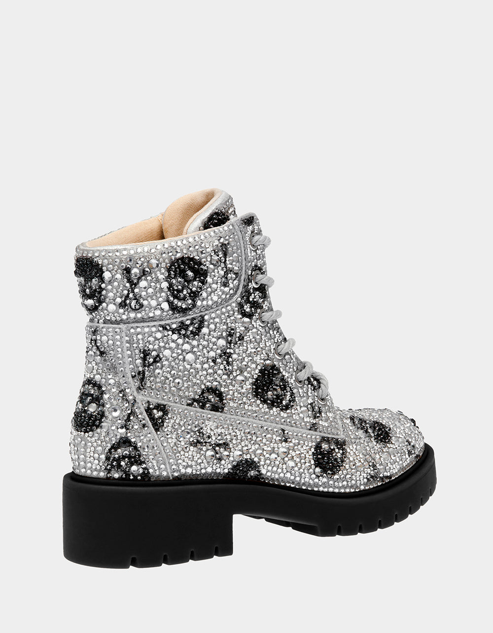THE GOTH GIRL HOLIDAY BUNDLE Women's Rhinestone Skull Combat Boots and Black Bucket Handbag | Betsey Johnson Sale