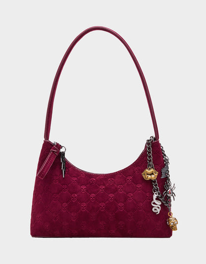 HEADLINER DEBOSS TOP ZIP CHERRY Women's Skull Print Shoulder Charm Handbag | Betsey Johnson Latest