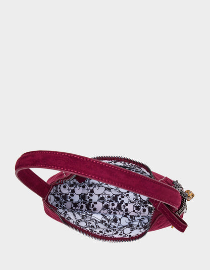 HEADLINER DEBOSS TOP ZIP CHERRY Women's Skull Print Shoulder Charm Handbag | Betsey Johnson Latest