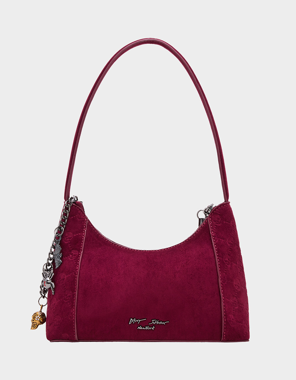 HEADLINER DEBOSS TOP ZIP CHERRY Women's Skull Print Shoulder Charm Handbag | Betsey Johnson Latest