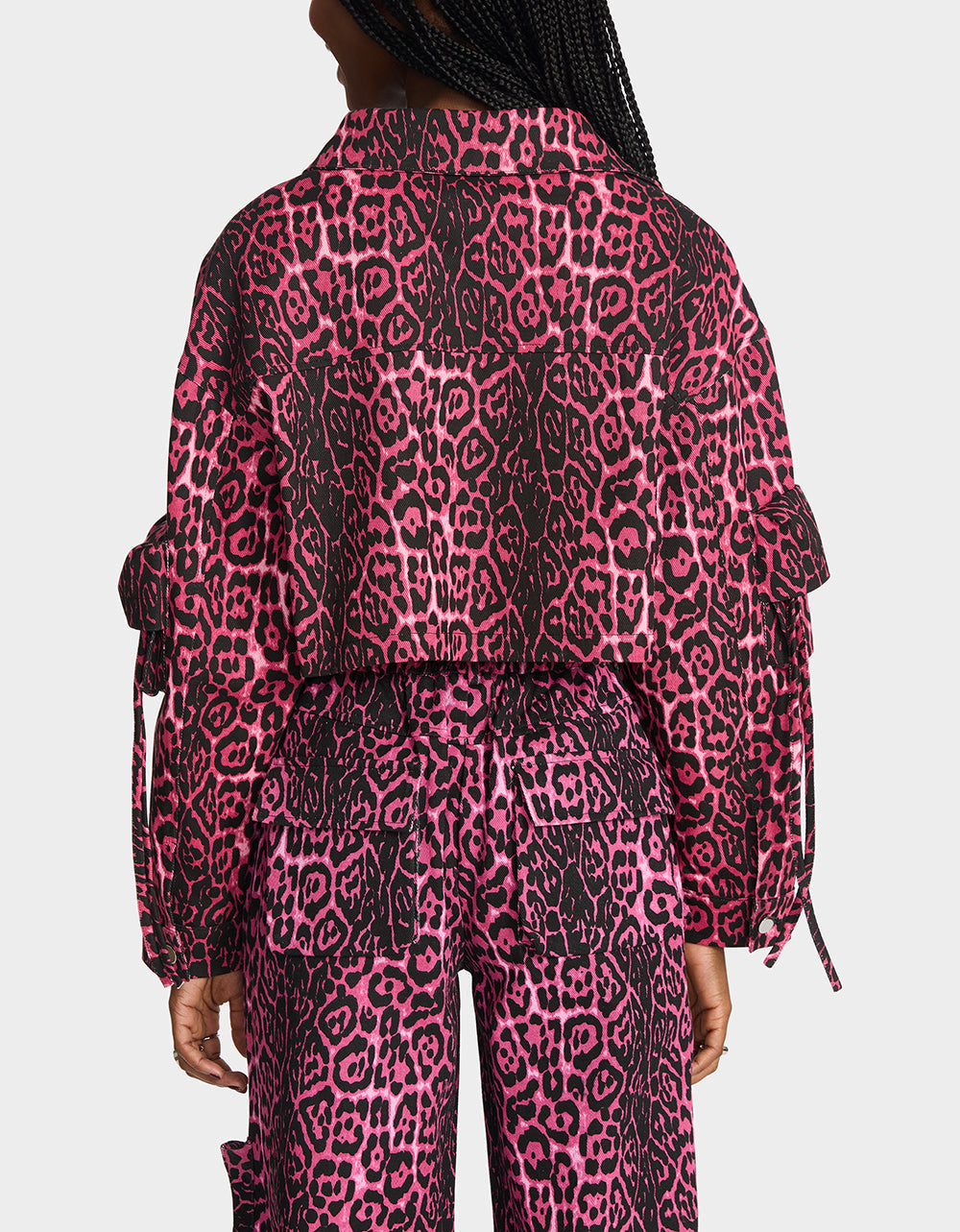 WILD IN PINK BUNDLE Women's Pink Leopard Cropped Jacket and Cargo Pant Set | Betsey Johnson Popular