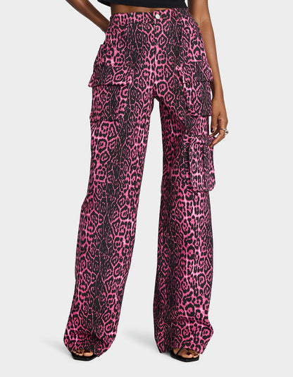 WILD IN PINK BUNDLE Women's Pink Leopard Cropped Jacket and Cargo Pant Set | Betsey Johnson Popular