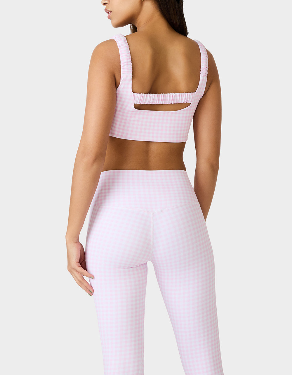 GINGHAM PRINT BRA TOP PINK MULTI Women's Activewear Pink Gingham Bra Top | Betsey Johnson New
