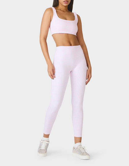 GINGHAM PRINT BRA TOP PINK MULTI Women's Activewear Pink Gingham Bra Top | Betsey Johnson New
