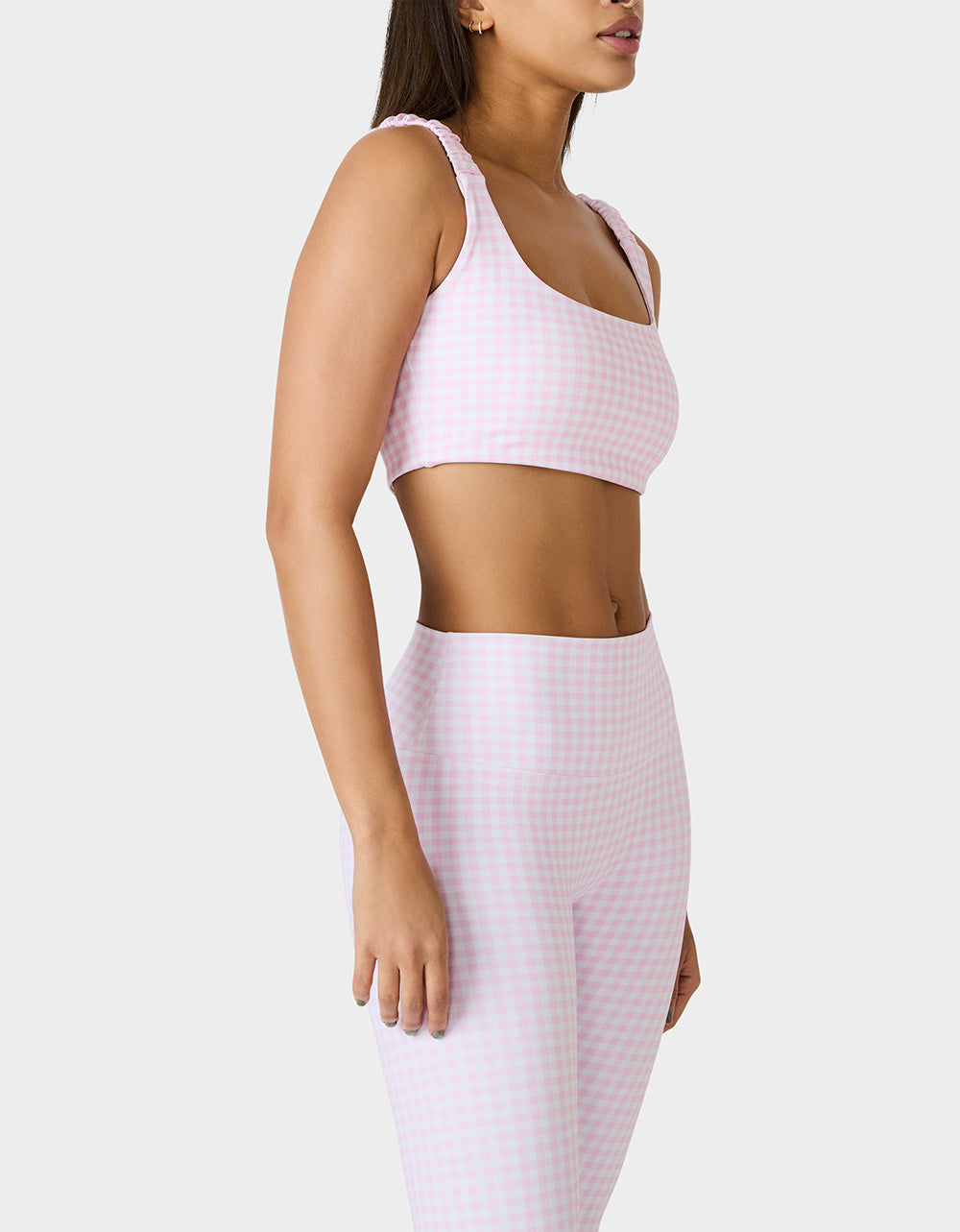 GINGHAM PRINT BRA TOP PINK MULTI Women's Activewear Pink Gingham Bra Top | Betsey Johnson New