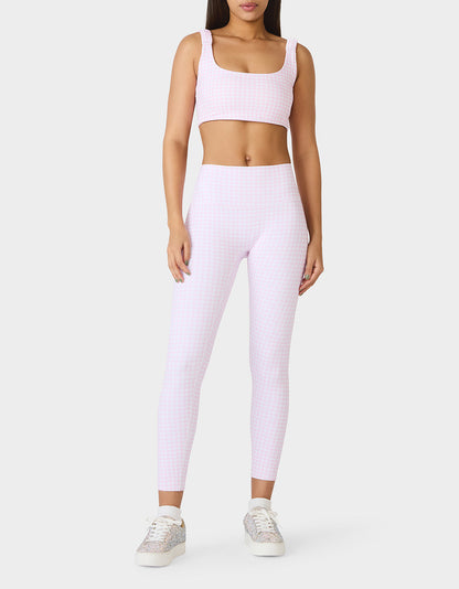GINGHAM PRINT BRA TOP PINK MULTI Women's Activewear Pink Gingham Bra Top | Betsey Johnson New
