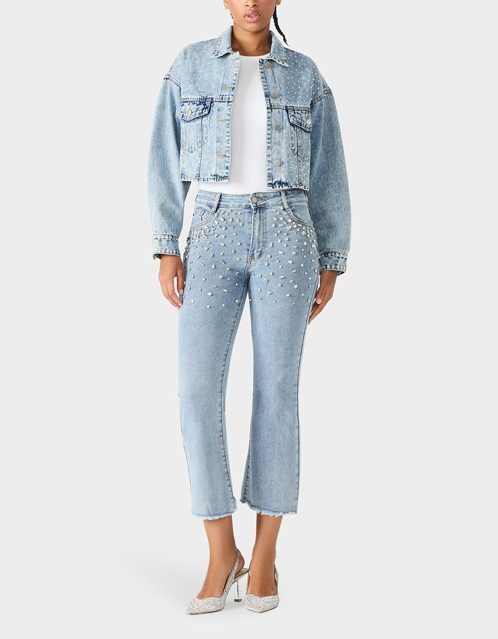 THE JEWELED JEAN DREAM BUNDLE Women's Rhinestone Denim Jacket and Jeans Set | Betsey Johnson Featured